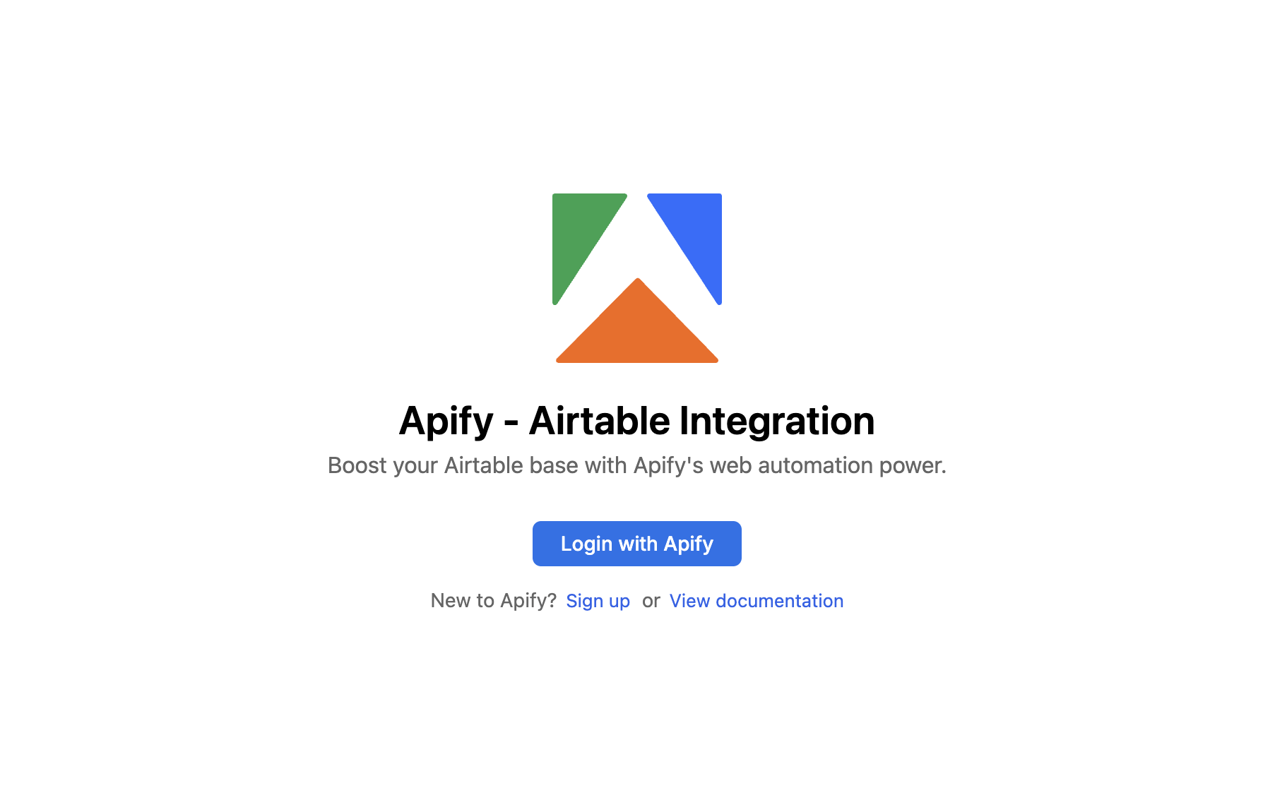 Open Apify extension and login